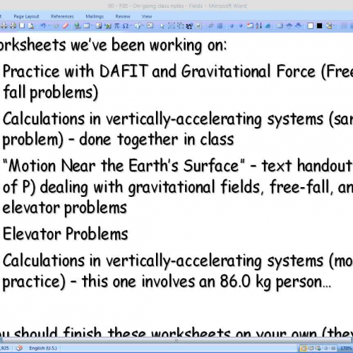 PHY 30S Class notes - Nov 5 08