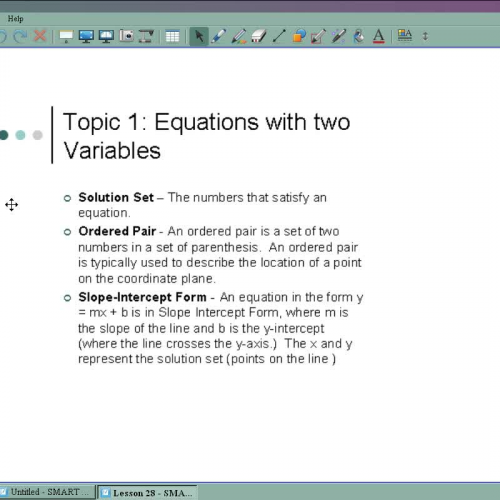 Lesson 28 Graphs of Linear Equations