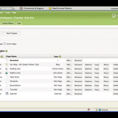 Schoolwires - Manage Pages in Section Workspa