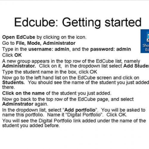 EdCube Digital Portfolio Instructions for ESS