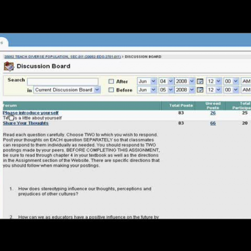 Blackboard Student - H - Discussion Board