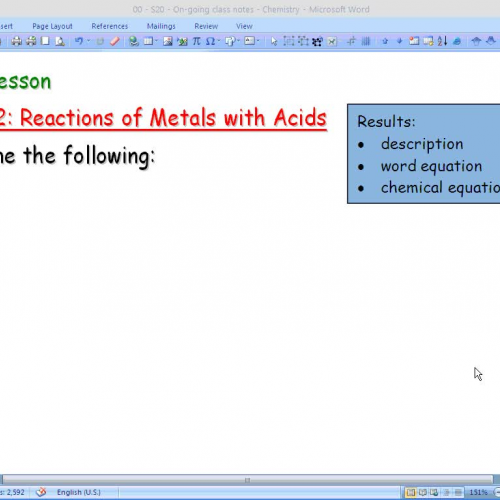 Mini Lesson - Metals and Acids Lab writeup