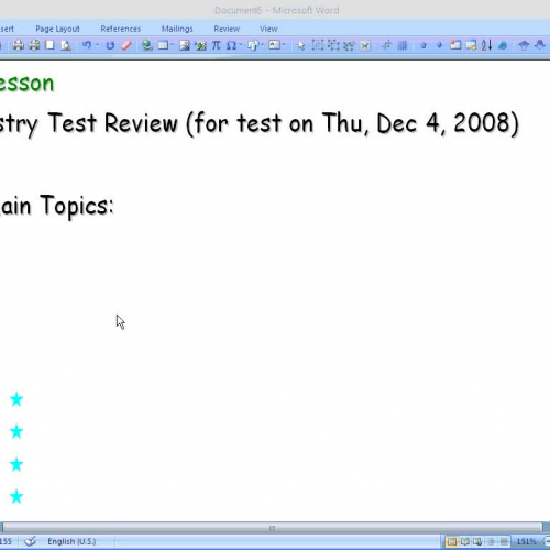 Mini Lesson - Chemistry Test Review