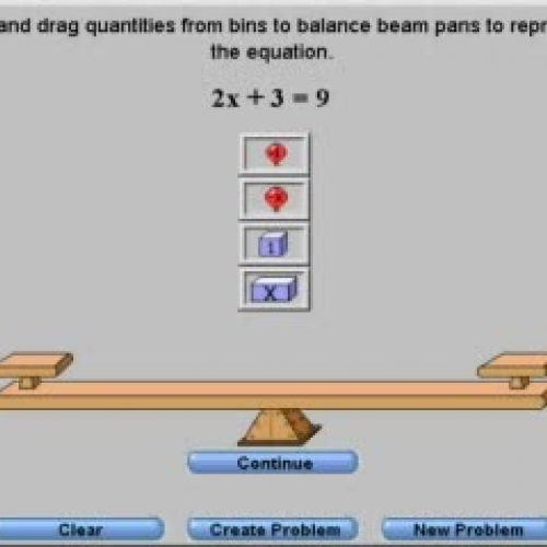Using a balance beam to solve equations