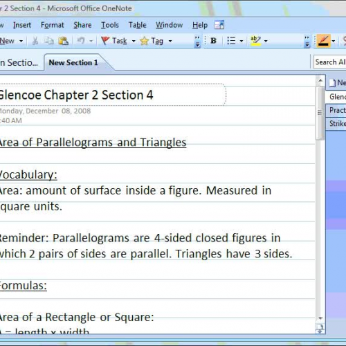 Area of parallelograms triangles and trapezoi