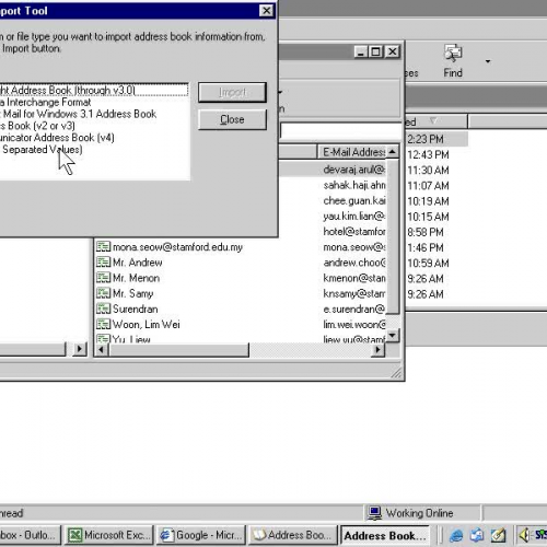 Importing Stamford email addresses Win98's Ou