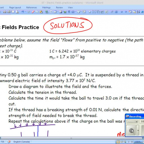 PHY 30S - Electric Fields Practice - Q 1