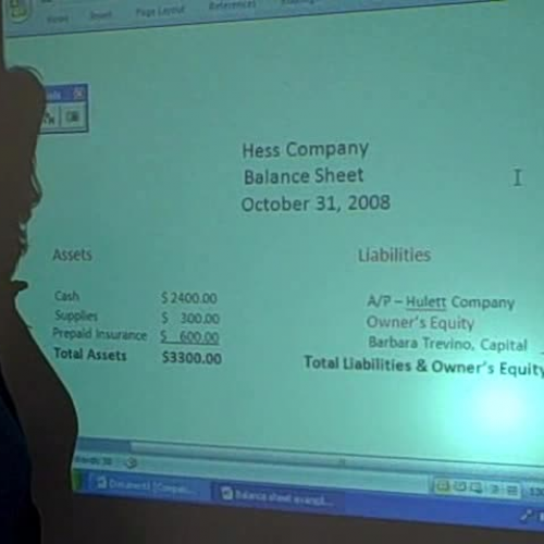 Preparing  a Balance Sheet from info. in Acco