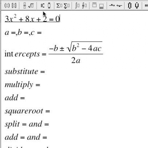 quadratic formula when the answer has a squar