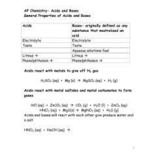 Podcast 4.2- General Properties of Acids and 