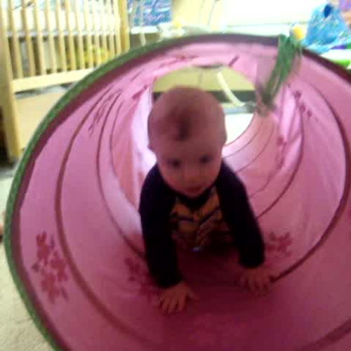 Riley Crawling through the tunnel!!