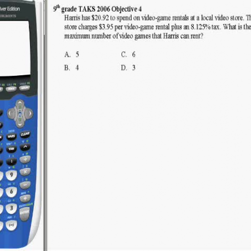 Math TAKS Podcast Gr 9 Obj 4 Prob 2