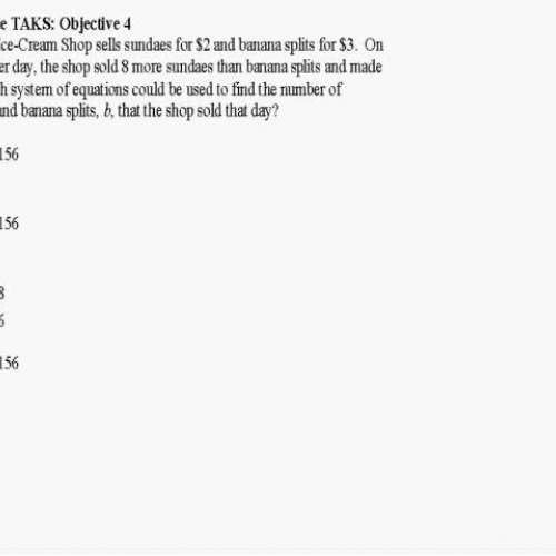 Math TAKS Podcast Gr 9 Obj 4 Prob 3