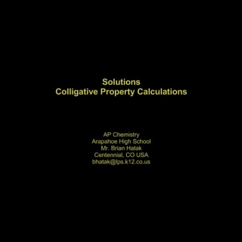 Colligative Property Calculations