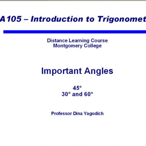 Video 2 Important Trig Angles