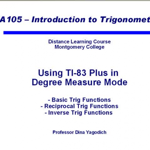 Video 6 Function Values for Acute Angle TI83 