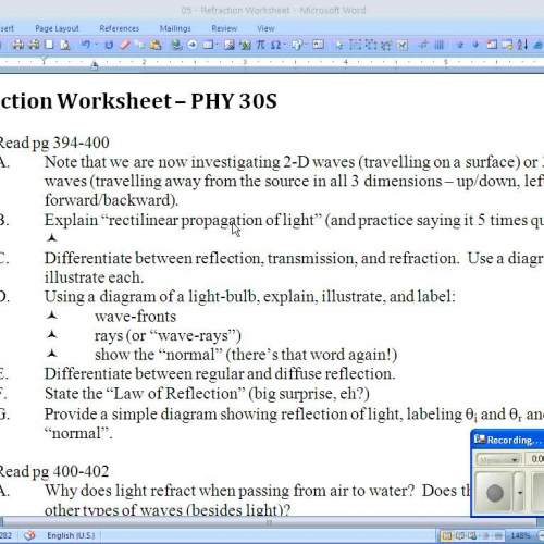 PHY 30S - Class notes - Jan 19 09