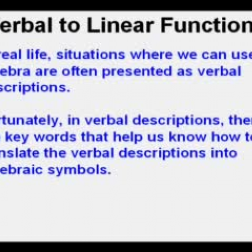 Verbal Discription to Linear Equation