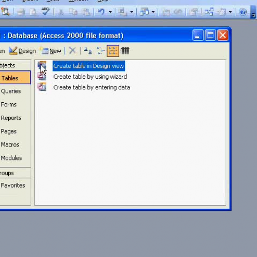 Creating a Data Table in Access 2003