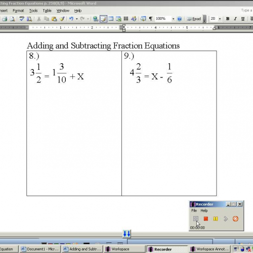 Adding and Subtracting Fractions Equation