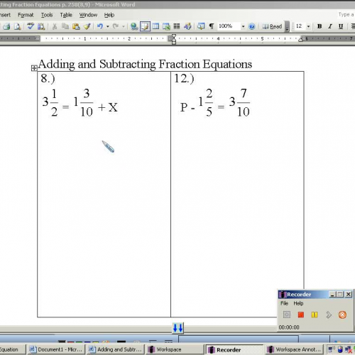 Add & Subtract One Step Fraction Equations