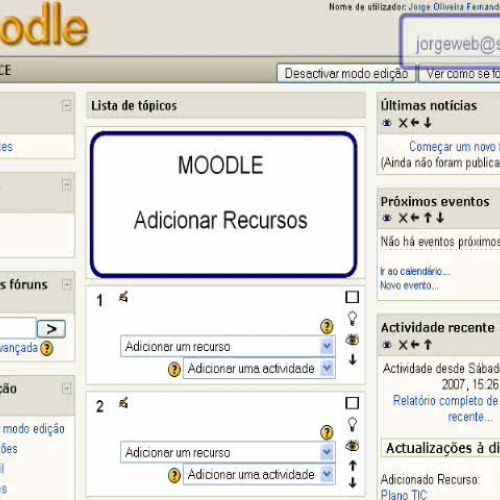 Adicionar recursos ao MOODLE