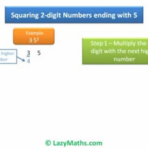 Ex 1 -Squaring of 2 Digit numbers ending with