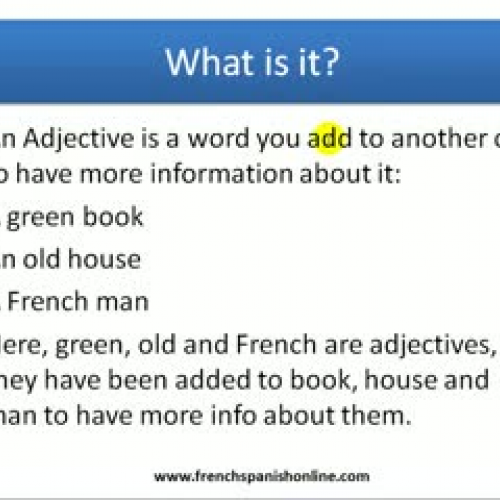 Adjectives in French Part 1