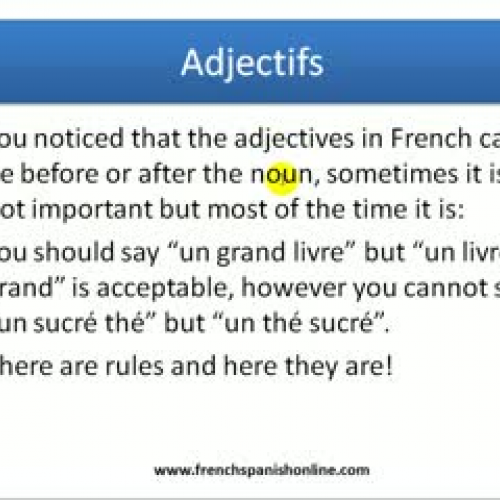 Adjectives in French part 2