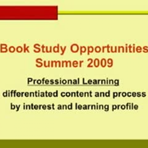 Book Study Opportunities for CSD Summer 2009