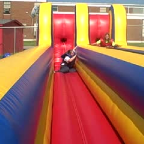 Ms W on the Inflatables