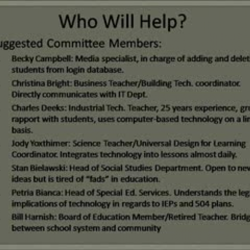 Technology Committee Recommendations