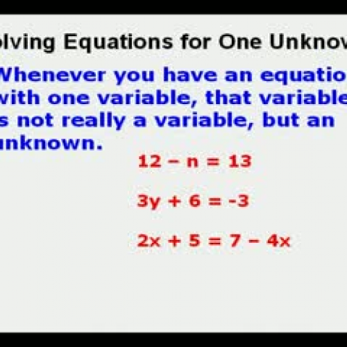 Solving Equations for One Unknown Old School 