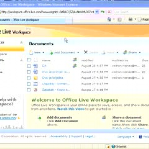 Office Live Workspace - Kreiranje novog radno