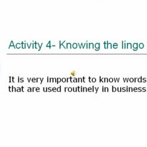 Activity 4- Knowing the lingo