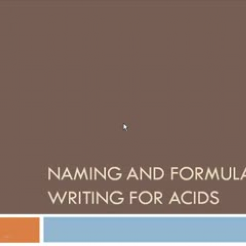 Naming and Formula Writing for Acids