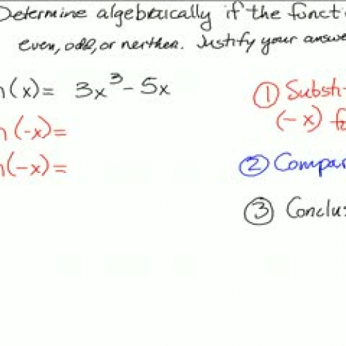 Even, Odd, Neither Functions Algebraically