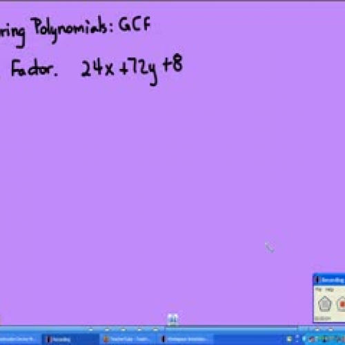 Factoring Polynomials:  GCF