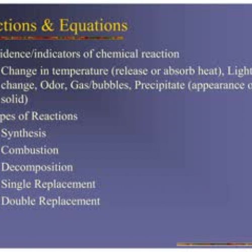 McEachern Indicators and Types of Reactions