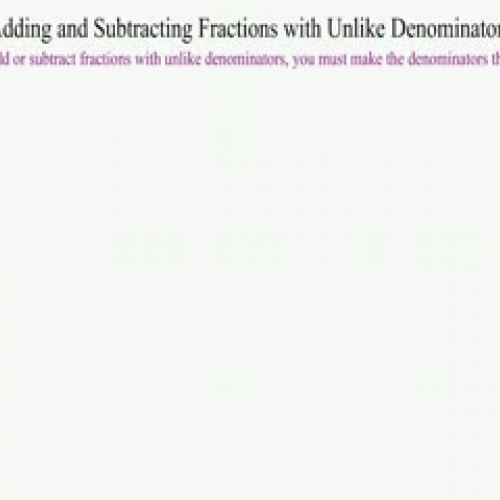 + and - Fractions with Unlike Denominators