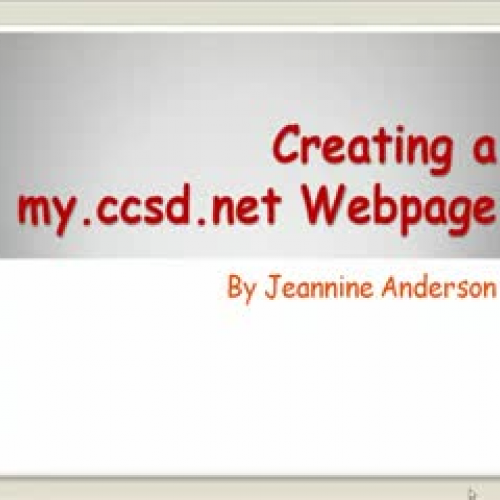 Creating a my.ccsd.net Webpage
