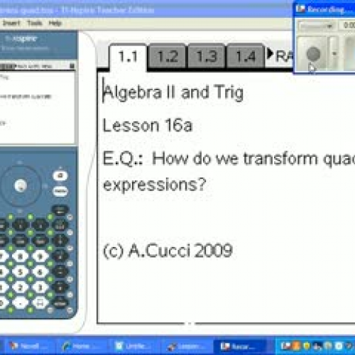 Lesson 16 Transforming Quadratics