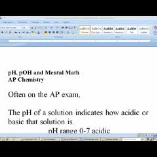 pH and Mental Math