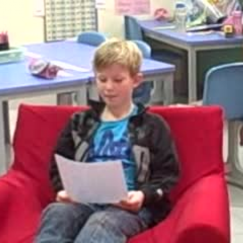 Mads reads a story that he wrote