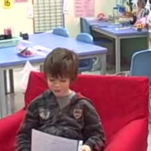 Samuel reads a story that he wrote