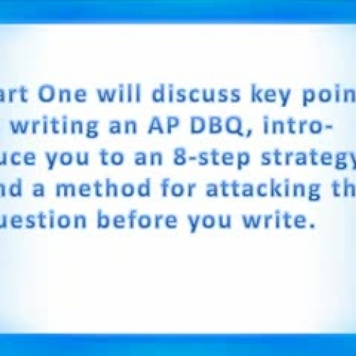 How To Write A DBQ, Part 1