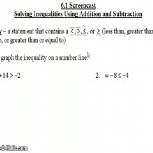 Algebra 1 Solving Inequalities 6.1