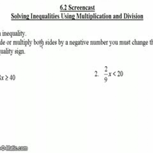 Algebra 1 Solving Inequalities 6.2