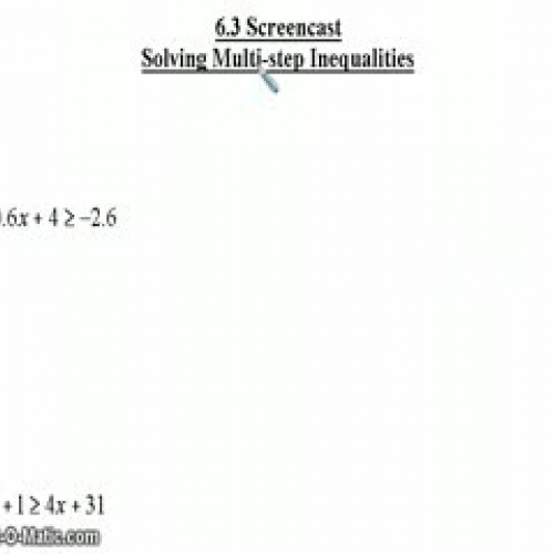 Algebra 1 Solving Inequalities 6.3