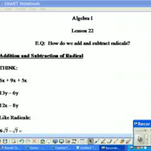 Pre-Alg Lesson 22 Adding and Subtracting Radi